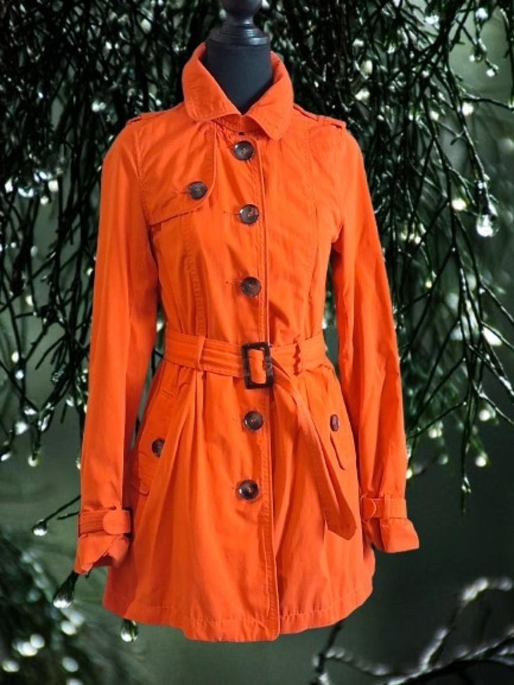 Women's Belted H&M Trench Coat - Orange ( Size 2)